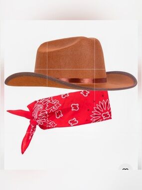kangaROOS Cowboy Hat with Red Bandana - Brown Hat - Youth